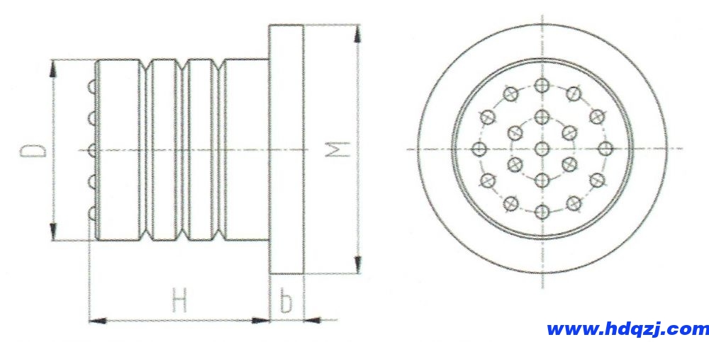 JHQ-B型压板型聚氨酯缓冲器外形尺寸图