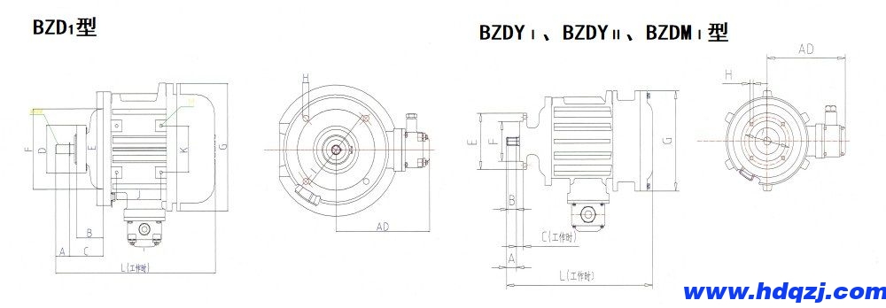 BZDⅠ、BZDYⅠ、BZDYⅡ、BZDMⅠ隔爆型锥形转子三相异步电动机外形尺寸图.jpg