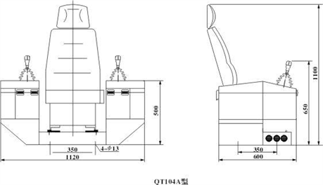 QT104系列控制台外形尺寸图纸