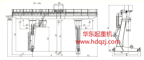 单主梁偏挂门式起重机图纸