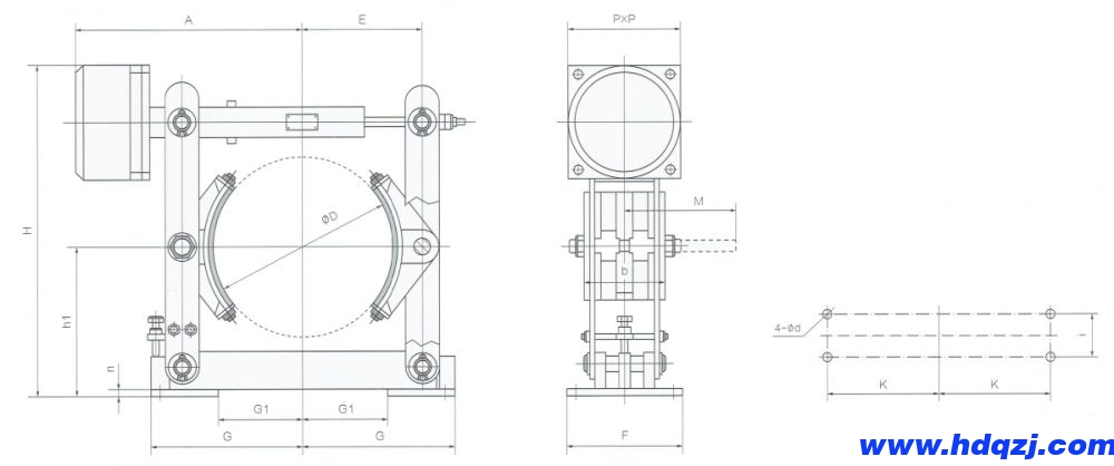 JZ系列节能电磁鼓式制动器外形尺寸图