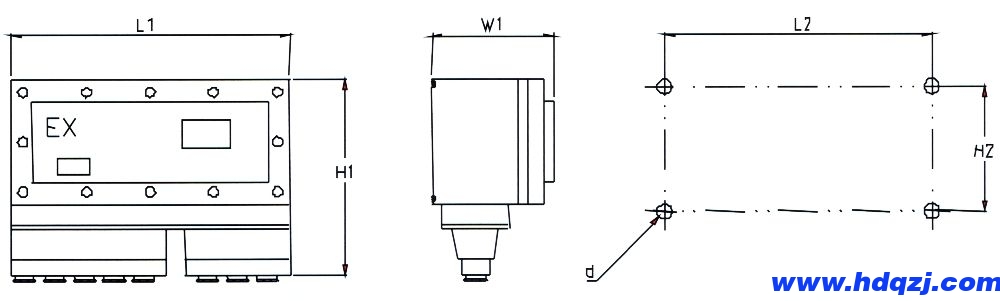 BDK62隔爆型电气控制箱外形安装尺寸图