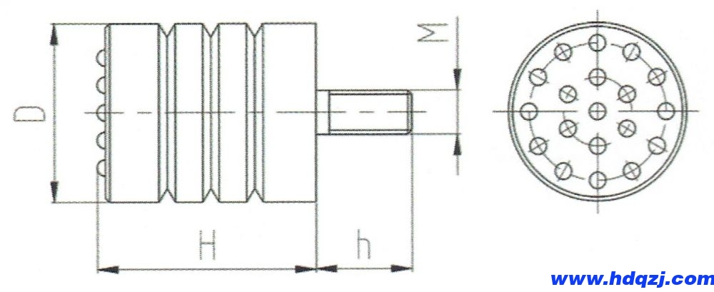 JHQ-A型螺柱型聚氨酯缓冲器外形尺寸图